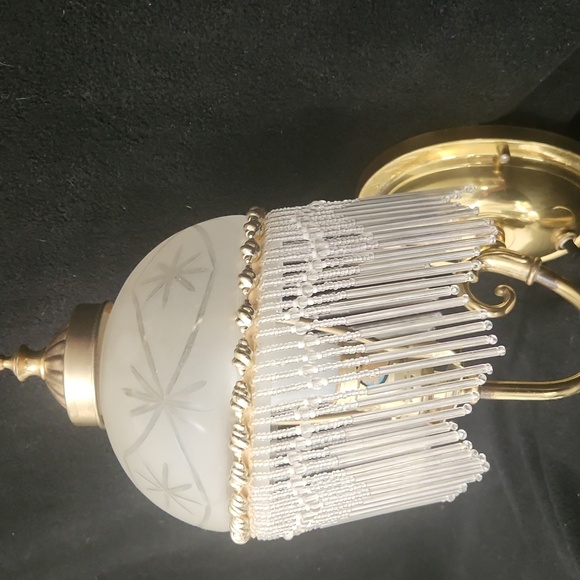 Elegant Gold Brass and White Wall Sconce Set - Picture 3 of 6